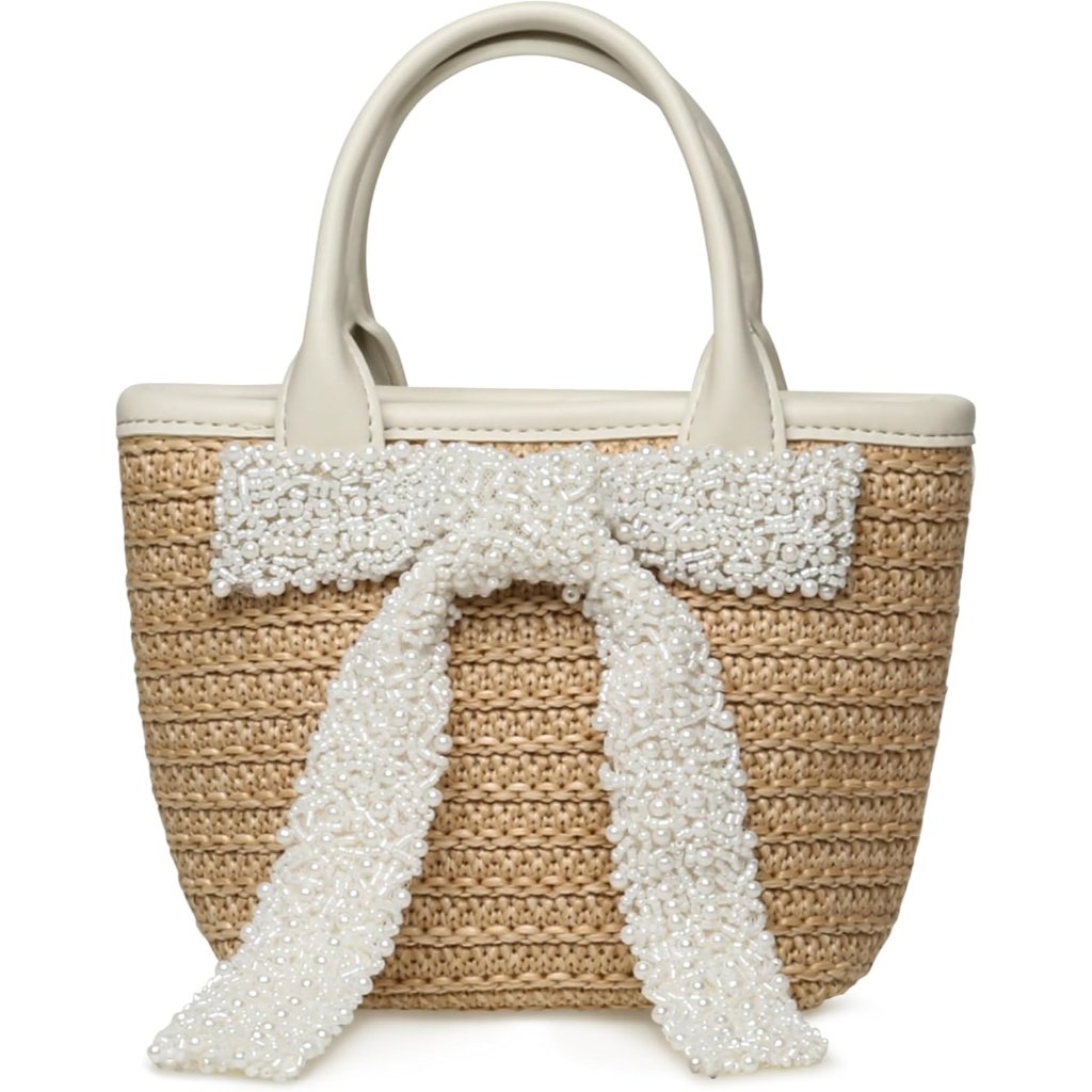 Boww Mini Straw Top Handle Bag White Multi Elegant Crossbody Accessory